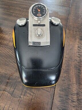 Harley-Davidson Black and Yellow Tank Console with Chrome Gauge